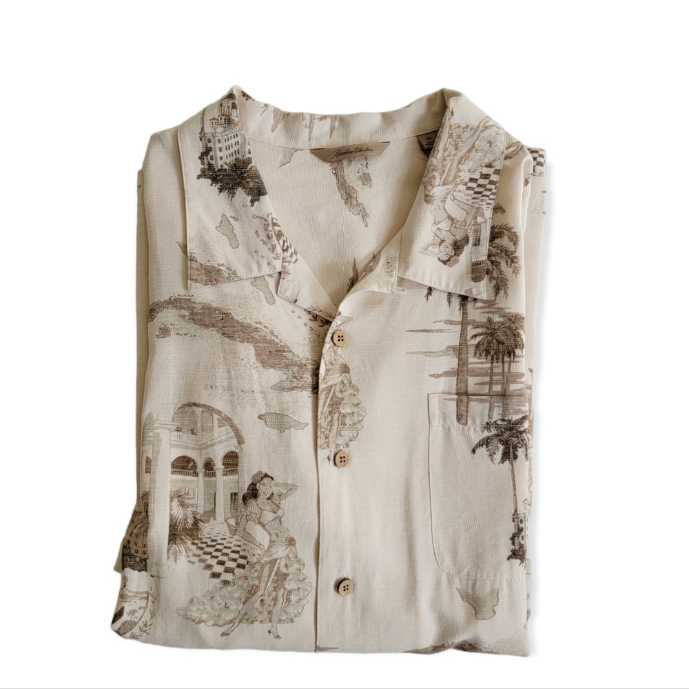 Paradise Collection Silk Hawaiian Casual Button Front Shirt